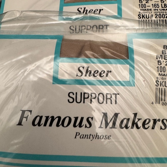 3 Pair SHEER FAMOUS MAKER  Beige PANTYHOSE (Med-TALL 5' 2"-5'8”) 100- 1651bs - Picture 4 of 8
